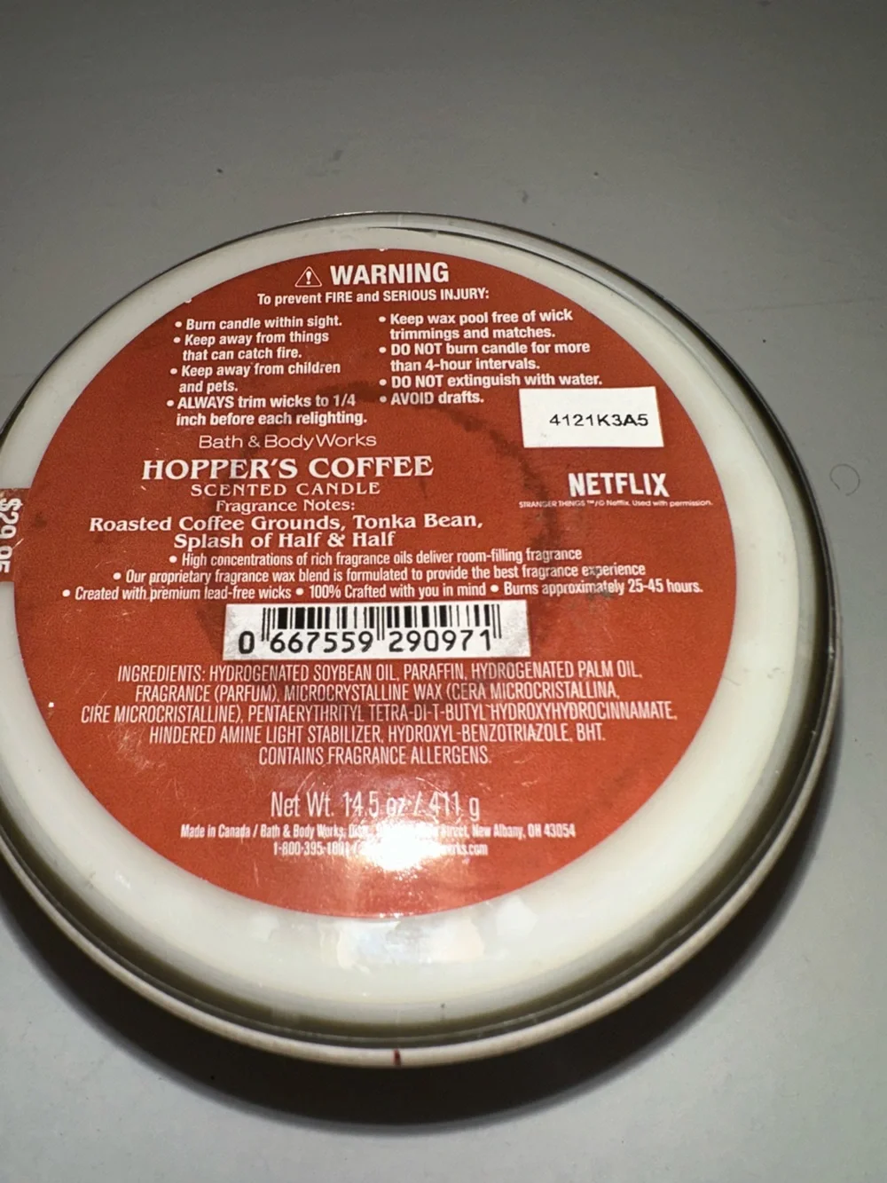 Bath & Body Works Stranger Things Hopper's Coffee Candle - Brown, White